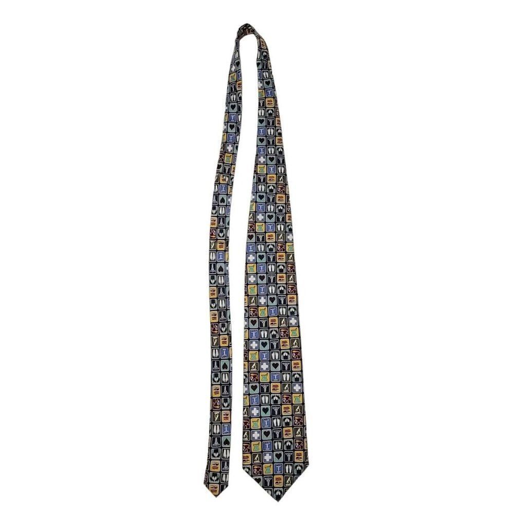 Wild Ties Mens Neck Tie Medical Symbols Instruments 100% Silk Multicolor 60" GUC - Picture 6 of 11